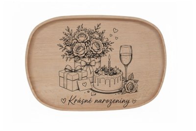 Dřevěný podnos z bukového masivu- Motiv láska a rodina Podnosy -láska a rodina: Narozeniny žena