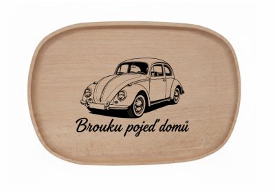 Dřevěný podnos z bukového masivu - Motiv Auto, Moto Podnosy - Auto, Moto: Brouk