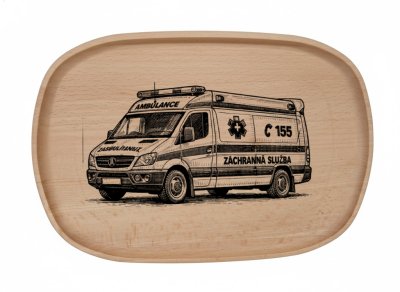 Dřevěný podnos z bukového masivu - Motiv Auto, Moto Podnosy - Auto, Moto: Ambulance