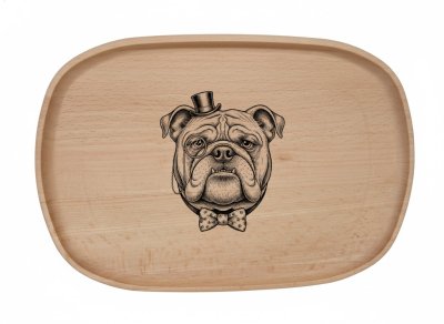 Dřevěný podnos z bukového masivu - Motiv vtipného Psa Obrázek Psa: Bulldog