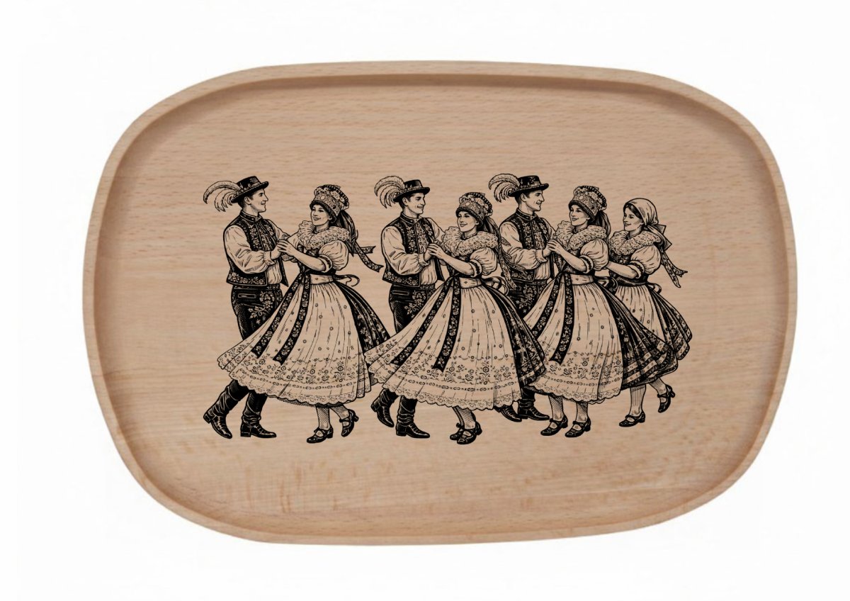 Dřevěný podnos z bukového masivu - Folklor Podnosy - Folklor: Tančící soubor