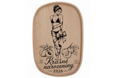 Dřevěný podnos z bukového masivu- Motiv láska a rodina Podnosy -láska a rodina: Narozeniny 18+