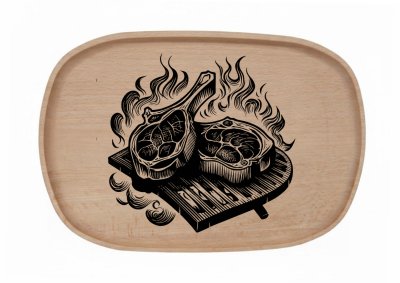 Dřevěný podnos z bukového masivu - Gril-sezona Podnosy - Gril: Kotleta