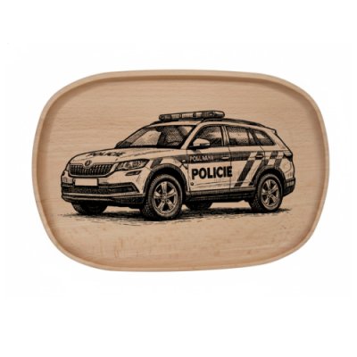Dřevěný podnos z bukového masivu - Motiv Auto, Moto Podnosy - Auto, Moto: Policejní vůz