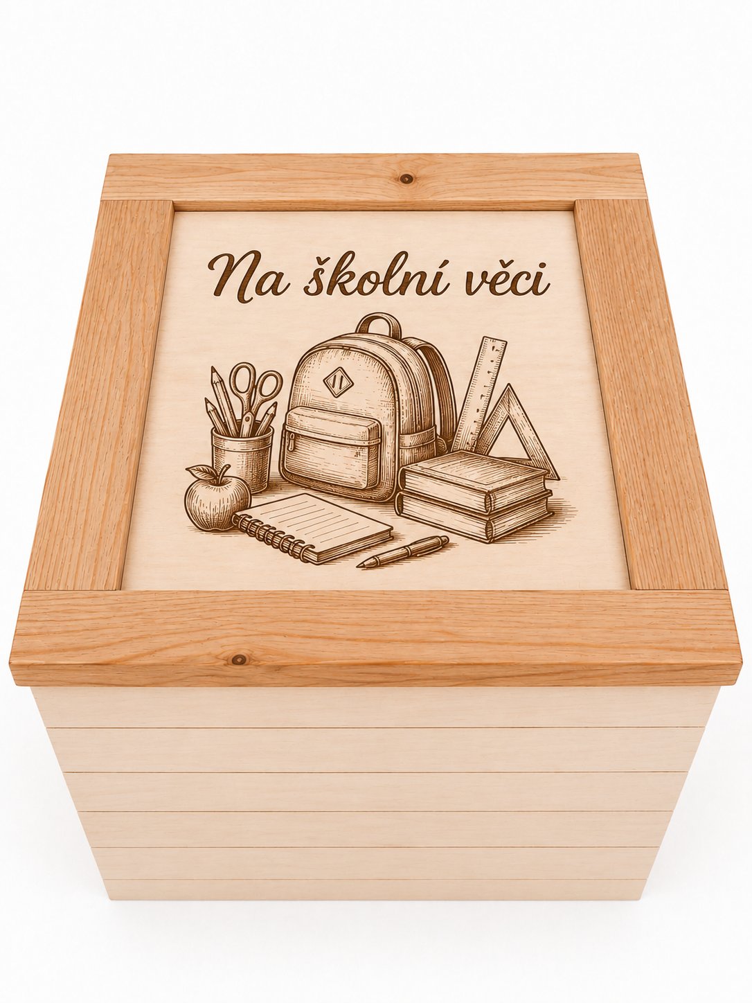 Dřevěná bedna - Smrkové dřevo - střední Dřevěná bedna - Smrkové dřevo - střední: Na školní věci