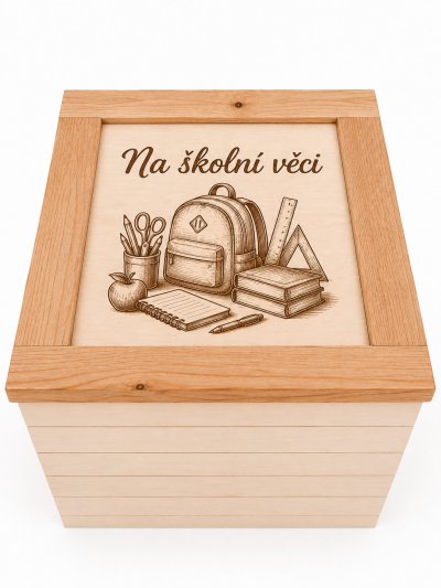 Dřevěná bedna - Smrkové dřevo - střední Dřevěná bedna - Smrkové dřevo - střední: Na školní věci