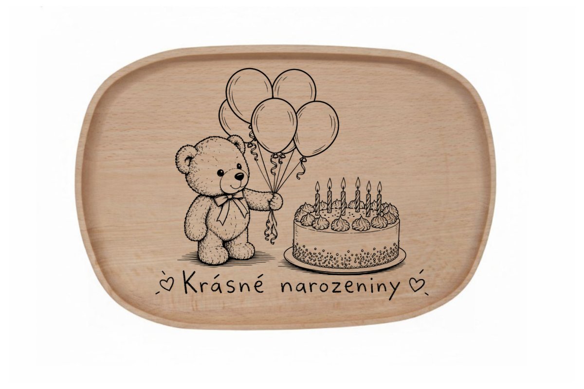 Dřevěný podnos z bukového masivu- Motiv láska a rodina Podnosy -láska a rodina: Narozeniny dítě