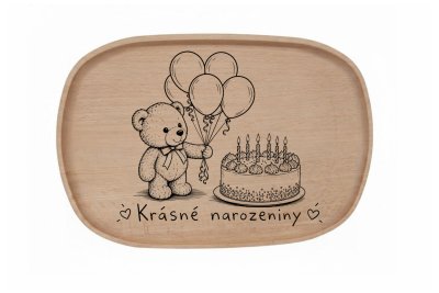 Dřevěný podnos z bukového masivu- Motiv láska a rodina Podnosy -láska a rodina: Narozeniny dítě