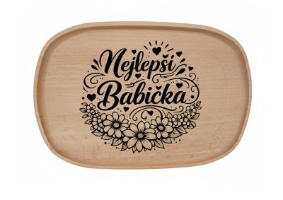 Dřevěný podnos z bukového masivu- Motiv láska a rodina Podnosy -láska a rodina: Babička