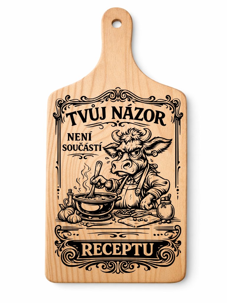 Dřevěné prkénko s vtipným gravírováním Vtipná Kuchyně: Tvuj Nazor