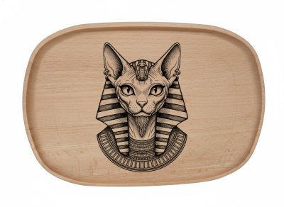 Dřevěný podnos z bukového masivu- Motiv kočka Obrazek Kočka: Egyptská