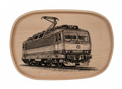 Dřevěný podnos z bukového masivu - Motiv Auto, Moto Podnosy - Auto, Moto: Vlak