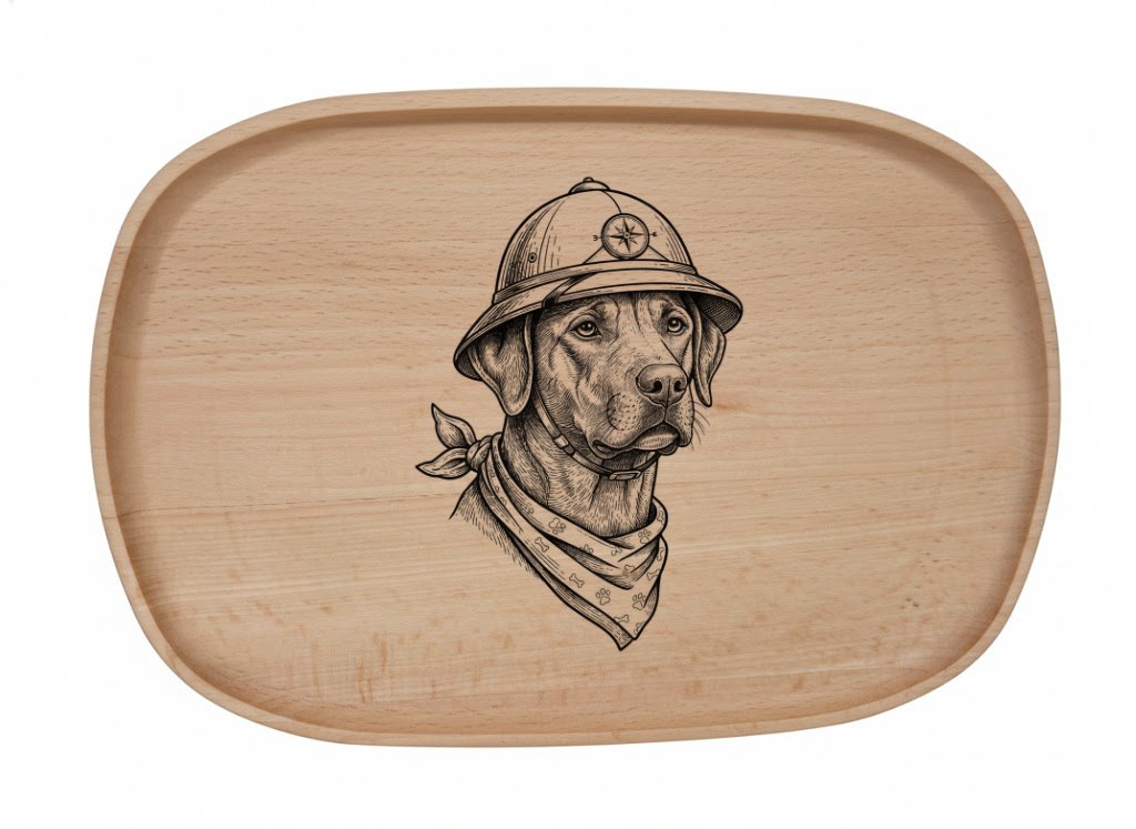 Dřevěný podnos z bukového masivu - Motiv vtipného Psa Obrázek Psa: Ridgeback