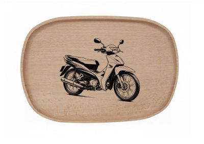 Dřevěný podnos z bukového masivu - Motiv Auto, Moto Podnosy - Auto, Moto: Moped