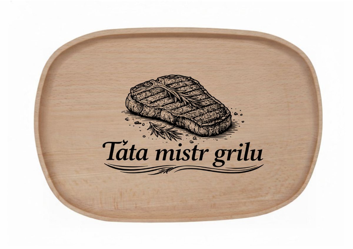 Dřevěný podnos z bukového masivu - Gril-sezona Podnosy - Gril: Táta mistr grilu