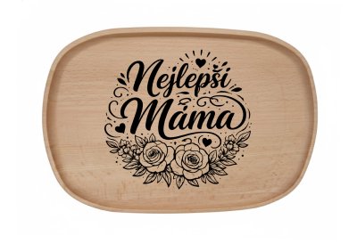 Dřevěný podnos z bukového masivu- Motiv láska a rodina Podnosy -láska a rodina: Máma