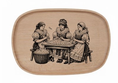 Dřevěný podnos z bukového masivu - Folklor Podnosy - Folklor: Draní peří