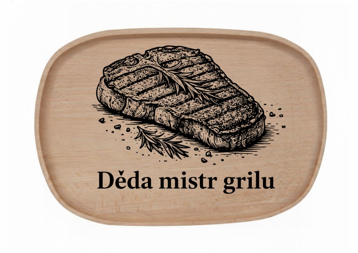 Dřevěný podnos z bukového masivu - Gril-sezona Podnosy - Gril: Děda mistr grilu