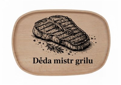 Dřevěný podnos z bukového masivu - Gril-sezona Podnosy - Gril: Děda mistr grilu