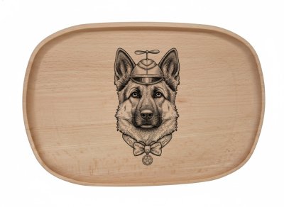 Dřevěný podnos z bukového masivu - Motiv vtipného Psa Obrázek Psa: Ovčák